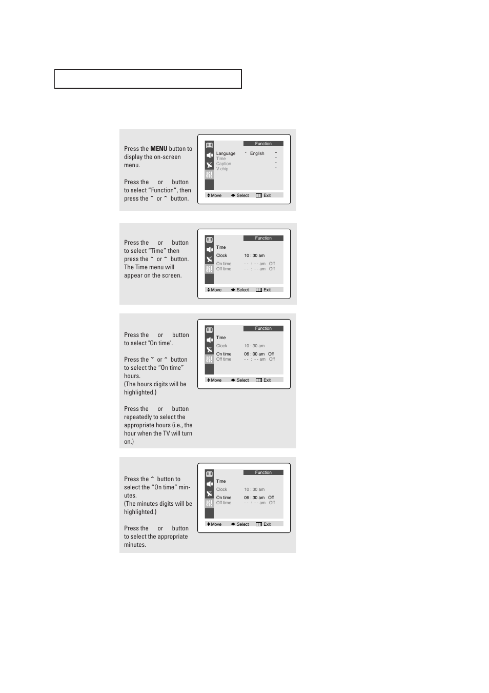 Setting the on/off timer | Samsung TXR1635X-XAC User Manual | Page 36 / 48