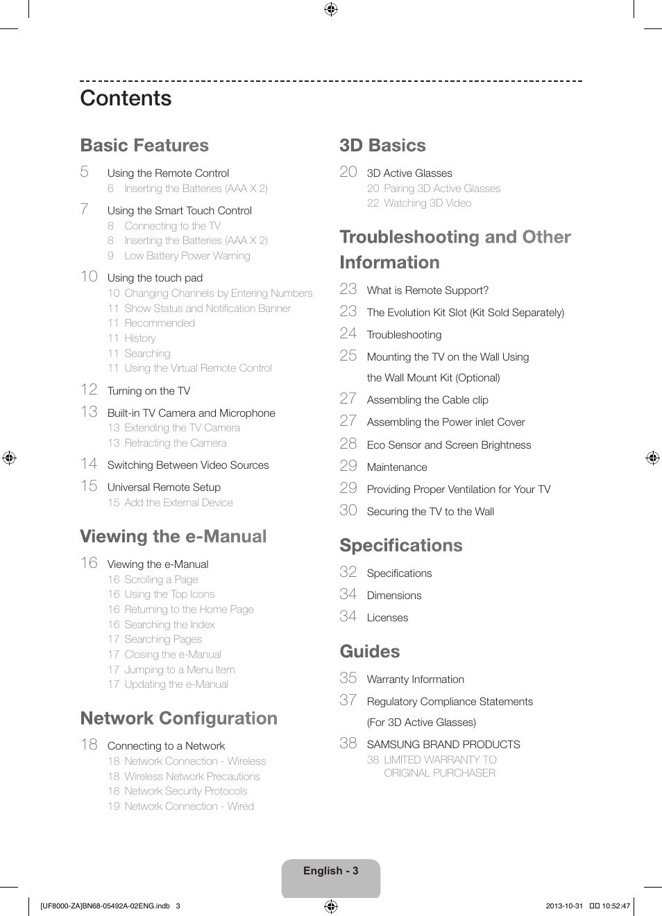 Samsung UN60F8000BFXZA User Manual | Page 3 / 38