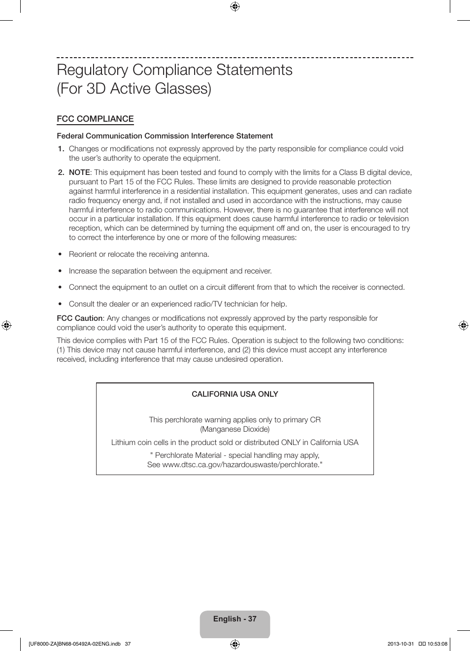 Samsung UN60F8000BFXZA User Manual | Page 37 / 38