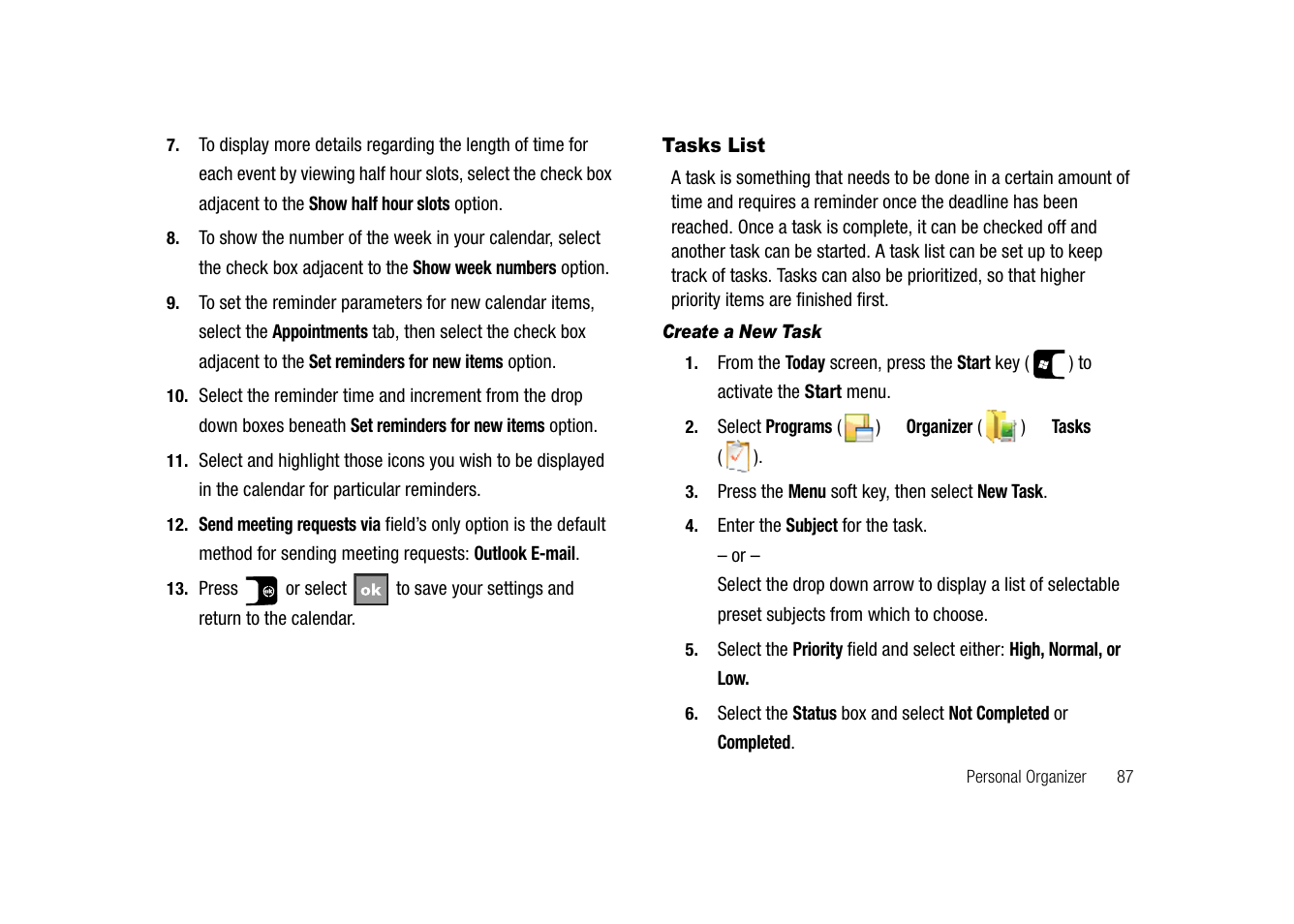 Tasks list | Samsung SGH-I907ZKAATT User Manual | Page 112 / 176