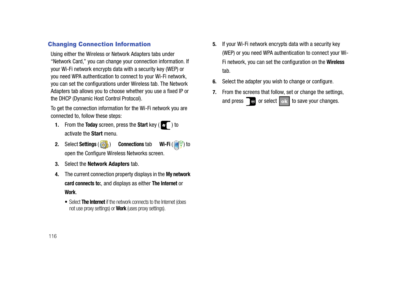 Changing connection information | Samsung SGH-I907ZKAATT User Manual | Page 141 / 176