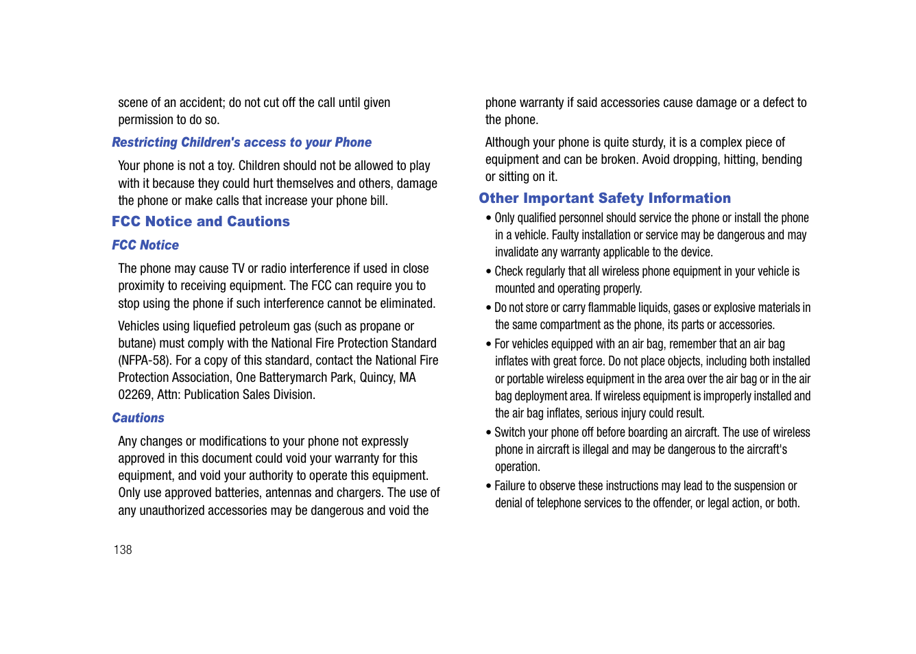 Fcc notice and cautions, Other important safety information | Samsung SGH-I907ZKAATT User Manual | Page 163 / 176