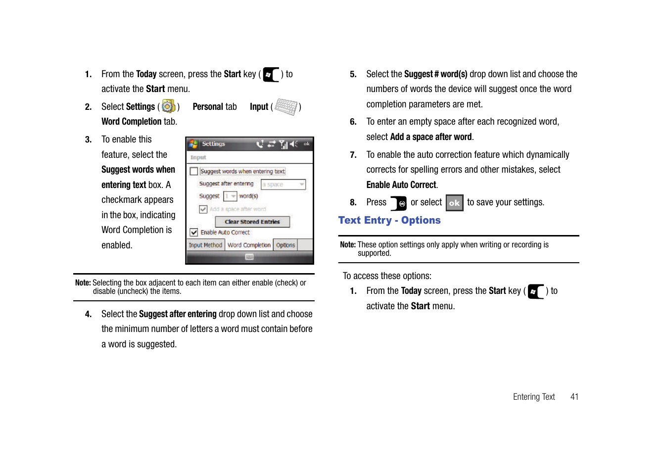 Text entry - options | Samsung SGH-I907ZKAATT User Manual | Page 52 / 176