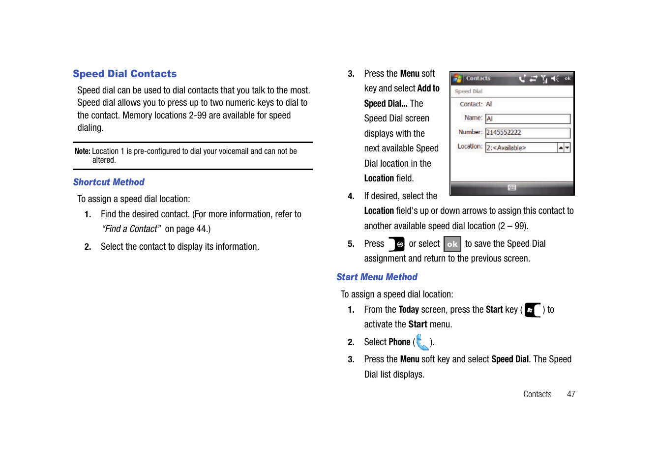 Speed dial contacts | Samsung SGH-I907ZKAATT User Manual | Page 58 / 176