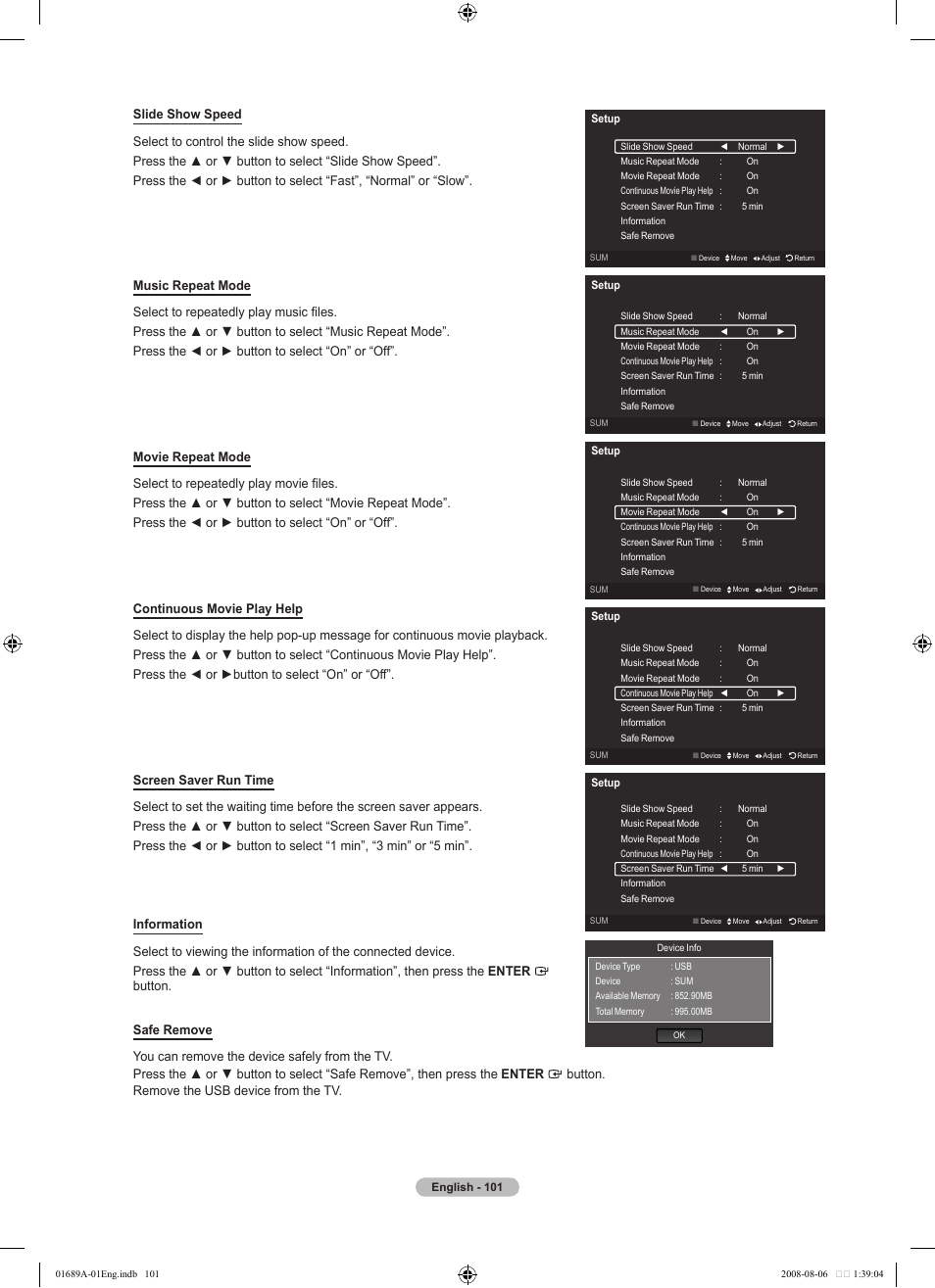 Samsung LN46A950D1FXZA User Manual | Page 103 / 155
