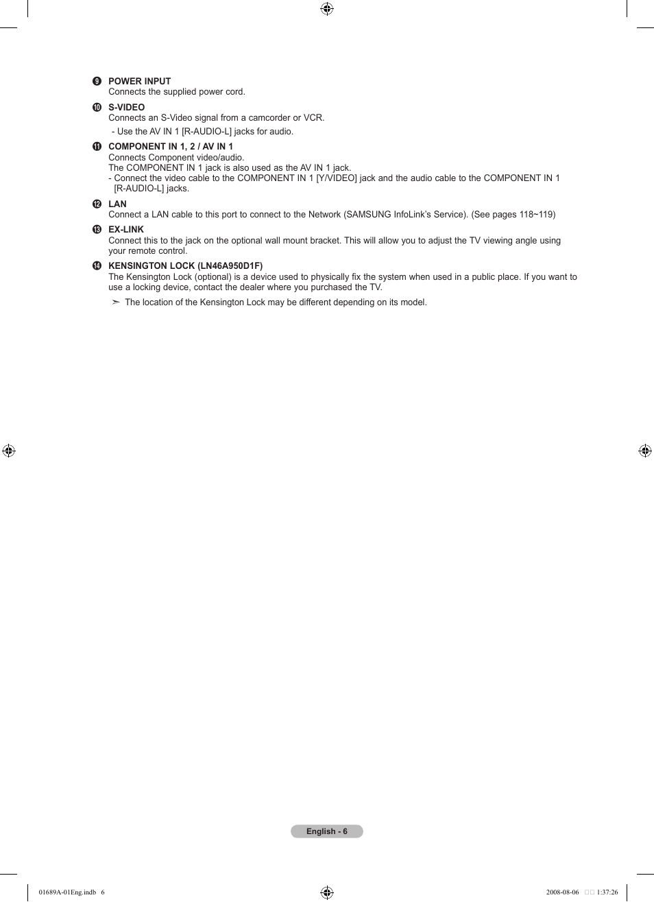 Samsung LN46A950D1FXZA User Manual | Page 8 / 155