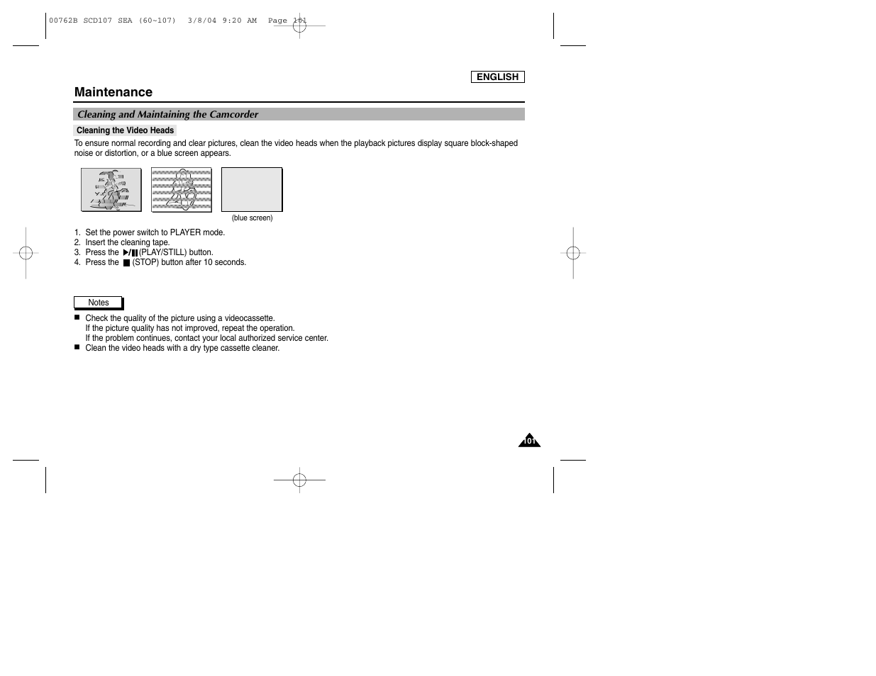 Maintenance | Samsung SC-D107-XAP User Manual | Page 105 / 113