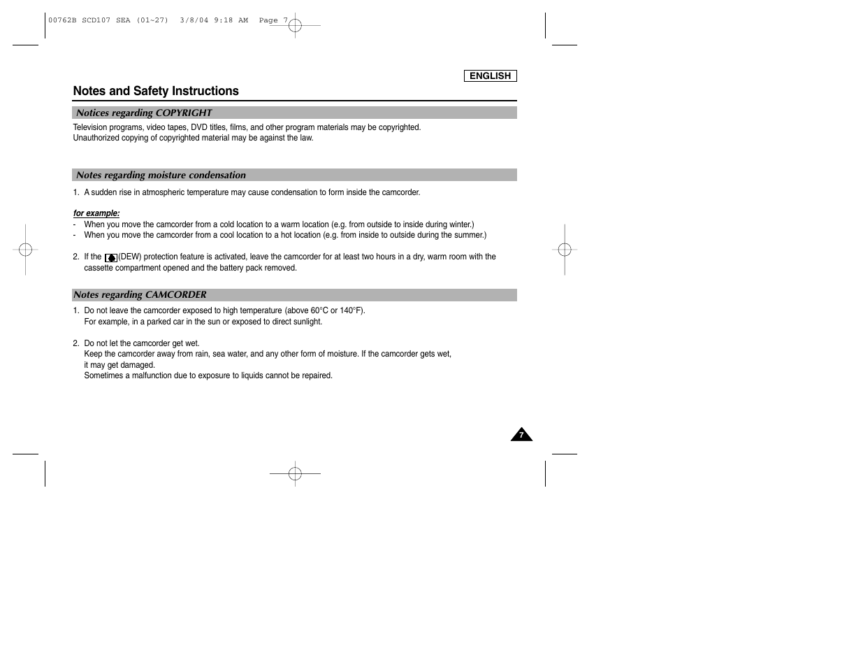 Samsung SC-D107-XAP User Manual | Page 11 / 113