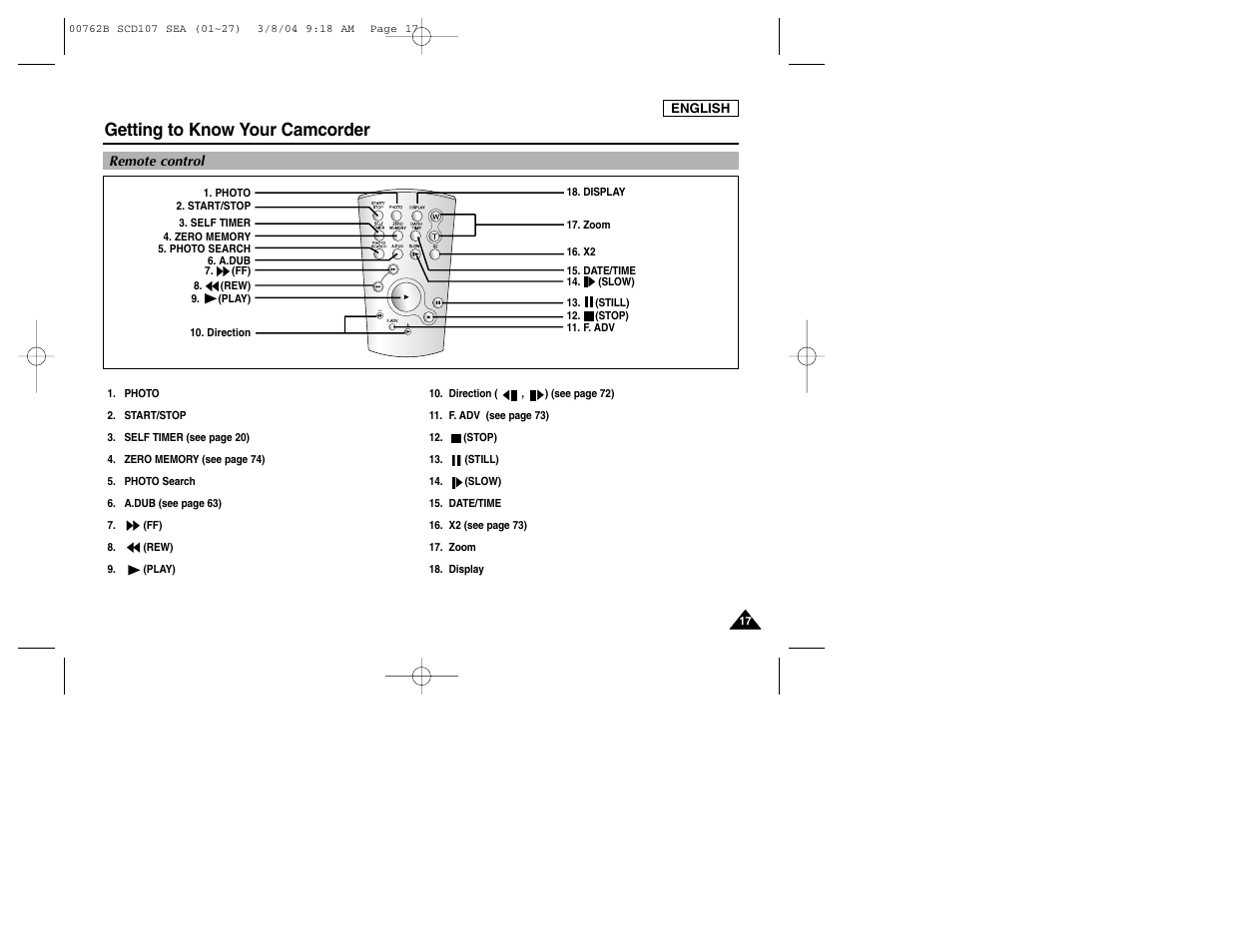 Getting to know your camcorder | Samsung SC-D107-XAP User Manual | Page 21 / 113