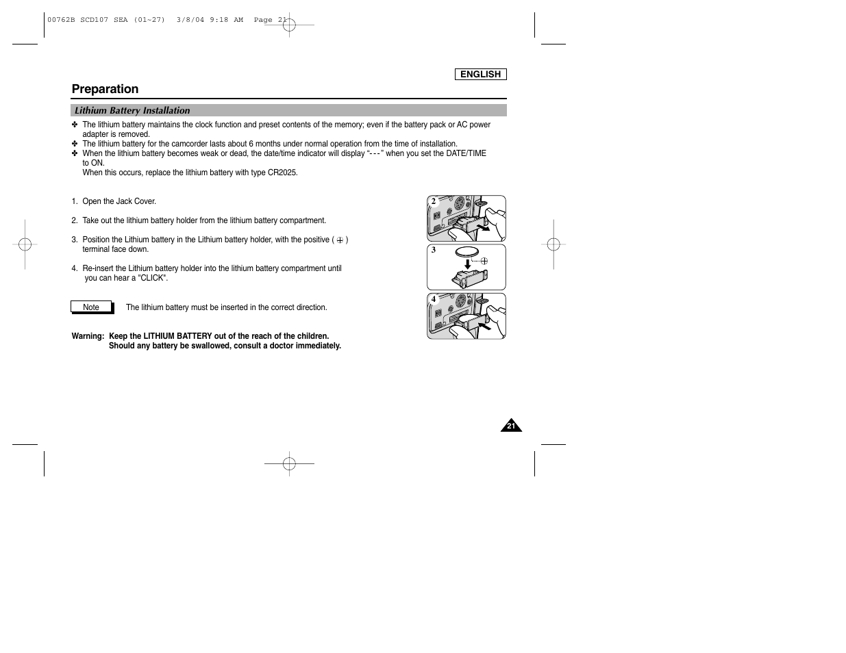 Preparation | Samsung SC-D107-XAP User Manual | Page 25 / 113