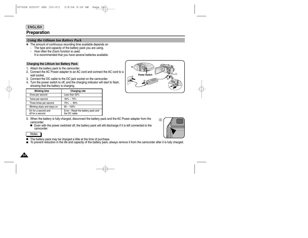 Preparation | Samsung SC-D107-XAP User Manual | Page 28 / 113