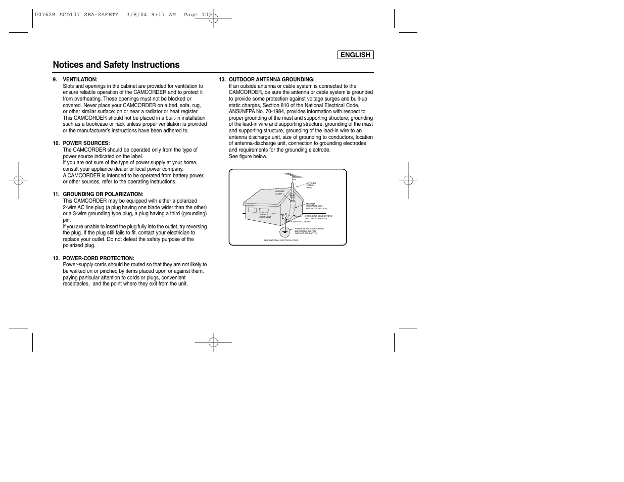 Notices and safety instructions | Samsung SC-D107-XAP User Manual | Page 3 / 113