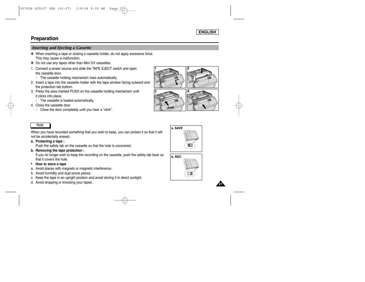 Preparation | Samsung SC-D107-XAP User Manual | Page 31 / 113