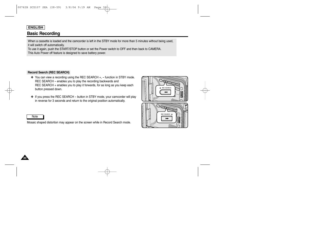 Basic recording | Samsung SC-D107-XAP User Manual | Page 34 / 113