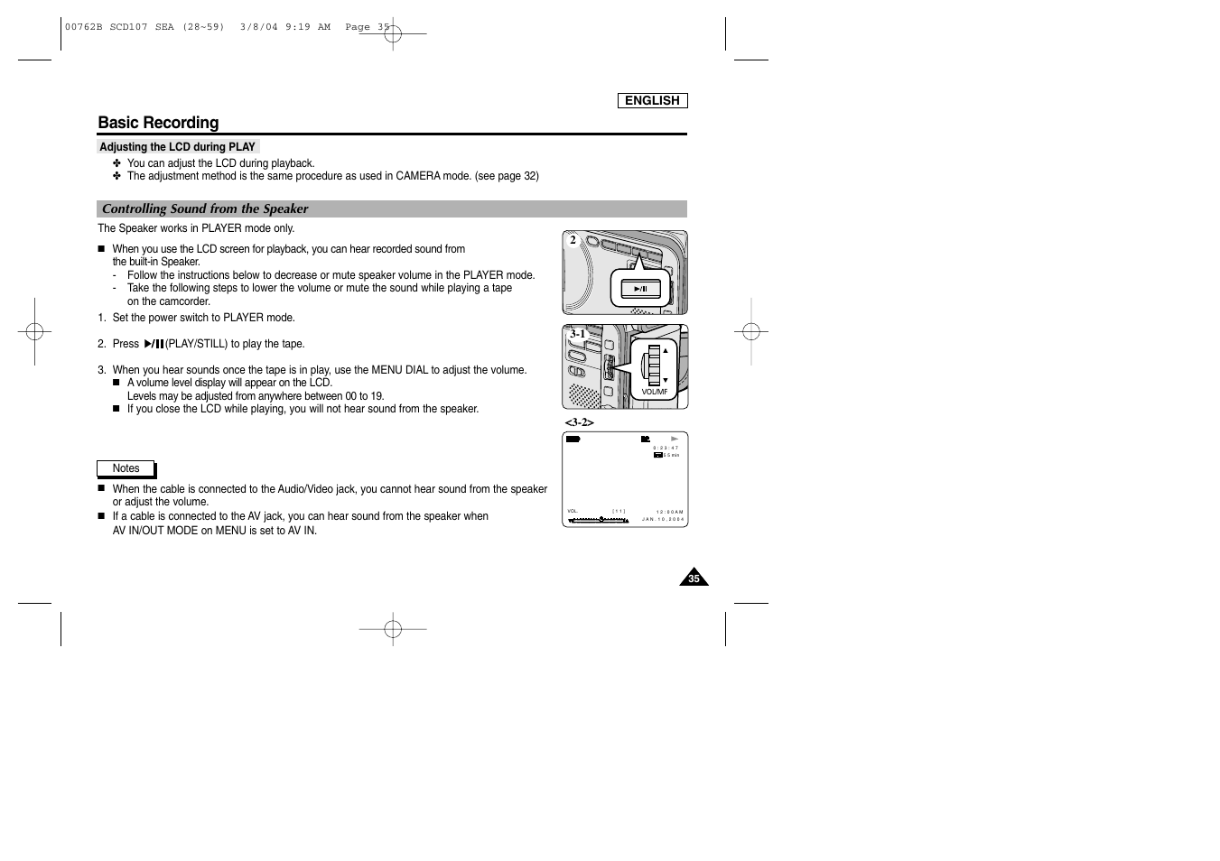 Basic recording | Samsung SC-D107-XAP User Manual | Page 39 / 113