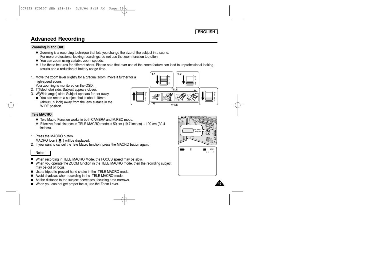 Advanced recording | Samsung SC-D107-XAP User Manual | Page 49 / 113