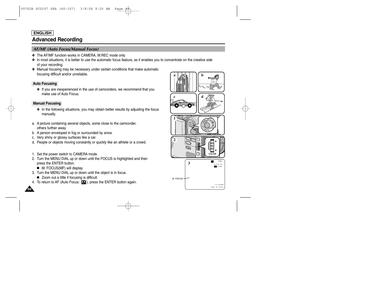 Advanced recording | Samsung SC-D107-XAP User Manual | Page 64 / 113