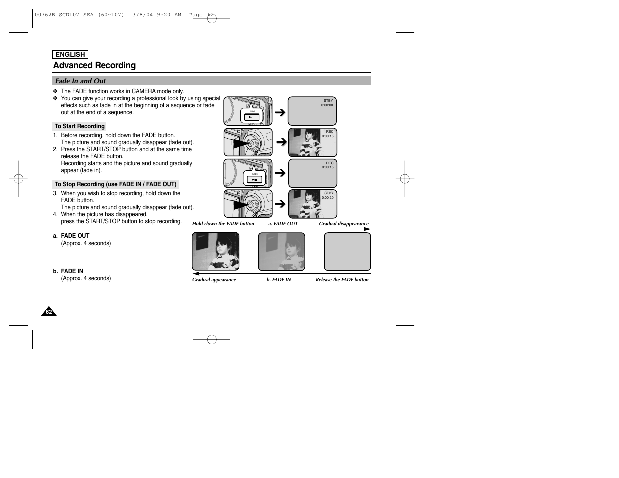 Advanced recording | Samsung SC-D107-XAP User Manual | Page 66 / 113