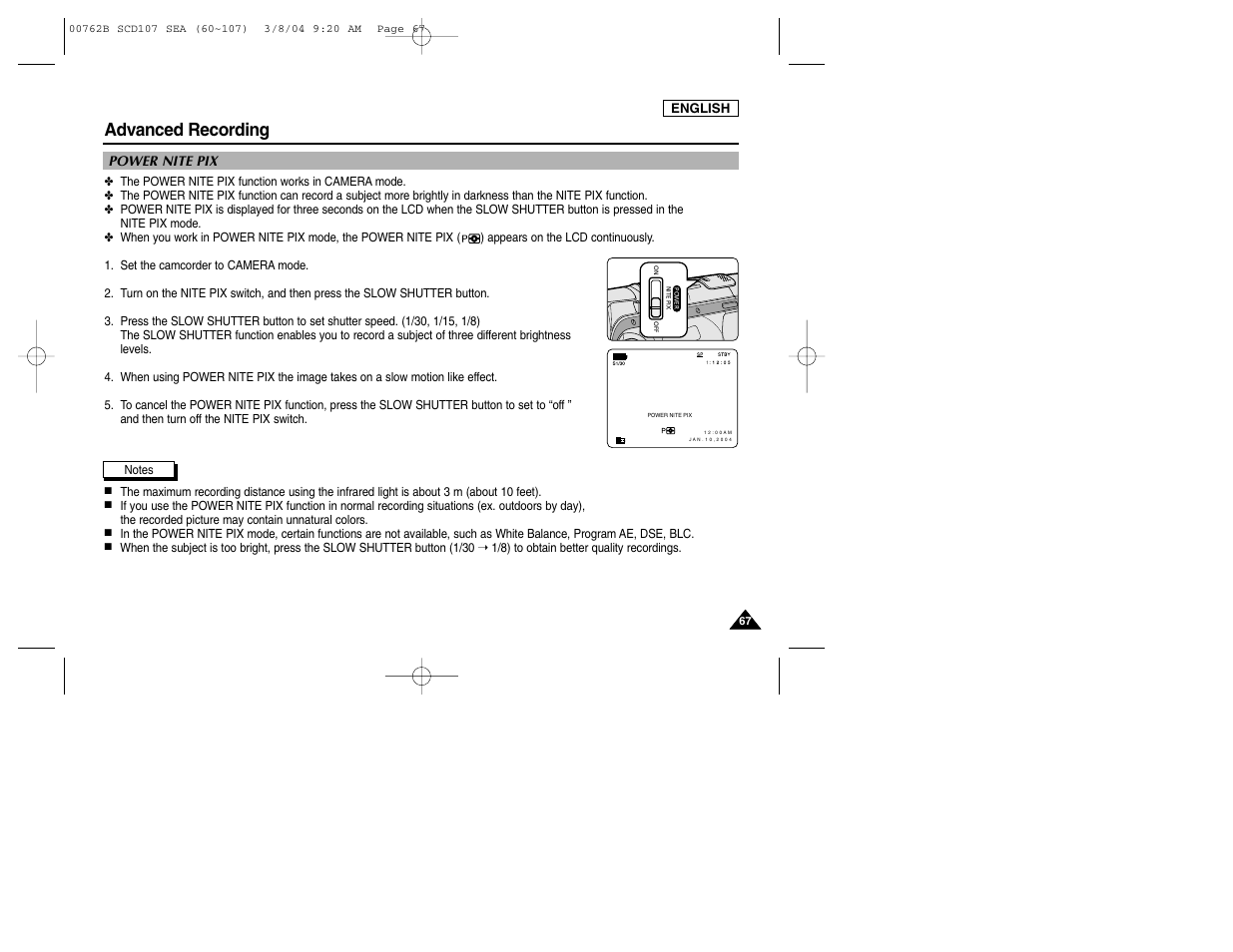 Advanced recording | Samsung SC-D107-XAP User Manual | Page 71 / 113