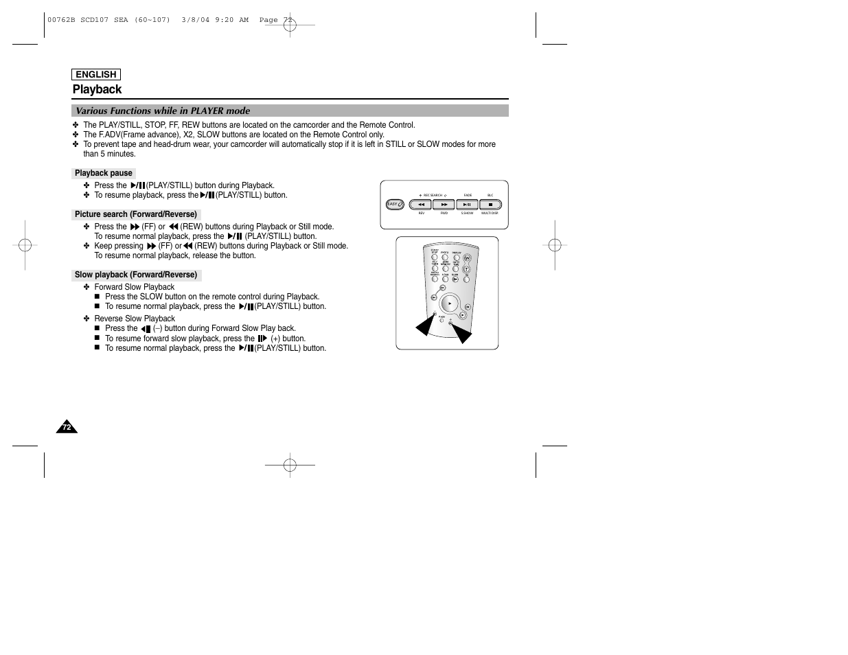 Playback | Samsung SC-D107-XAP User Manual | Page 76 / 113