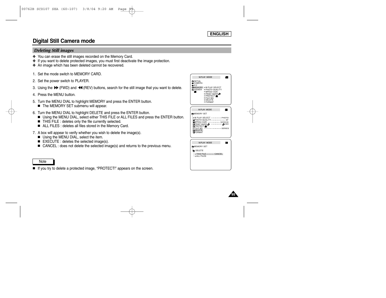 Digital still camera mode | Samsung SC-D107-XAP User Manual | Page 99 / 113