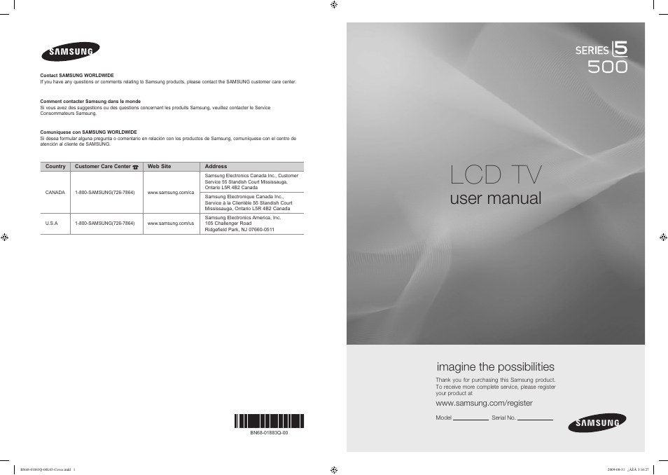 Samsung LN40B500P3FXZA User Manual | 128 pages