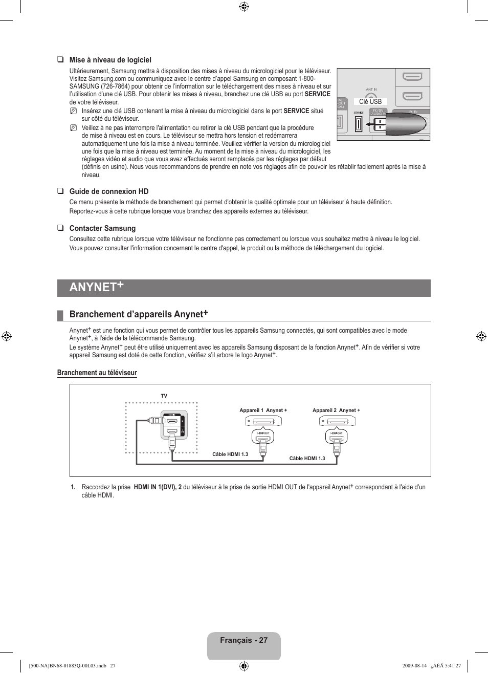 Anynet, Branchement d’appareils anynet | Samsung LN40B500P3FXZA User Manual | Page 113 / 128