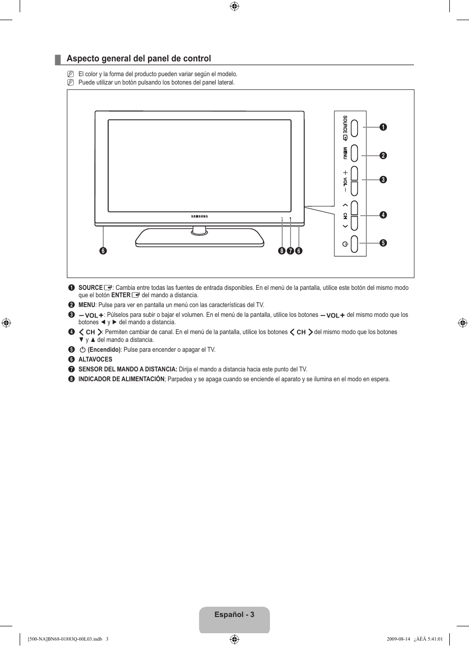 Aspecto general del panel de control | Samsung LN40B500P3FXZA User Manual | Page 47 / 128