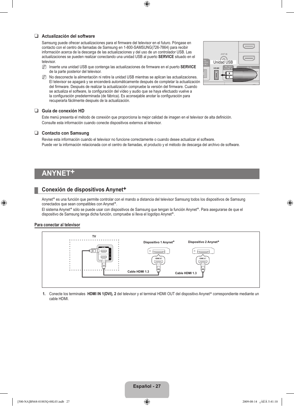 Anynet, Conexión de dispositivos anynet | Samsung LN40B500P3FXZA User Manual | Page 71 / 128