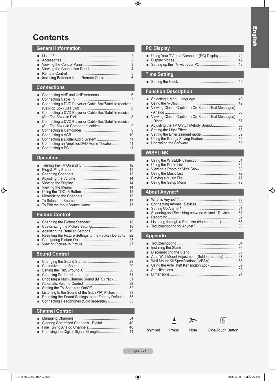 Samsung LN37A550P3FXZA User Manual | Page 3 / 201