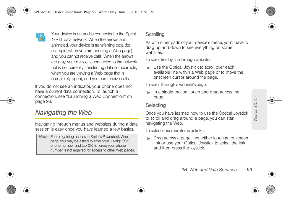 Navigating the web | Samsung SPH-M910ZIASPR User Manual | Page 111 / 157