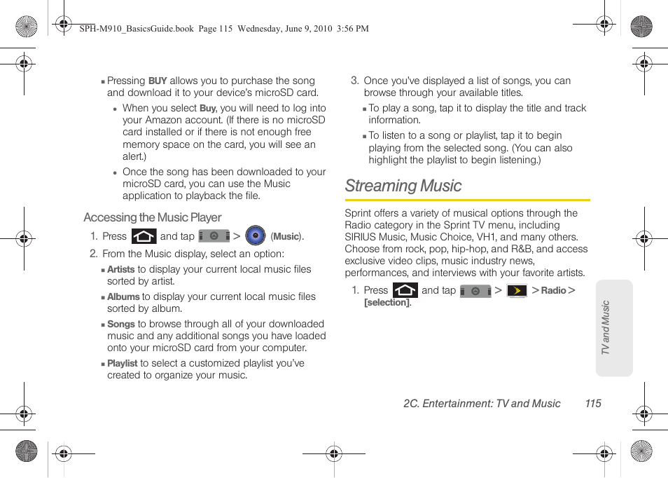 Streaming music | Samsung SPH-M910ZIASPR User Manual | Page 127 / 157