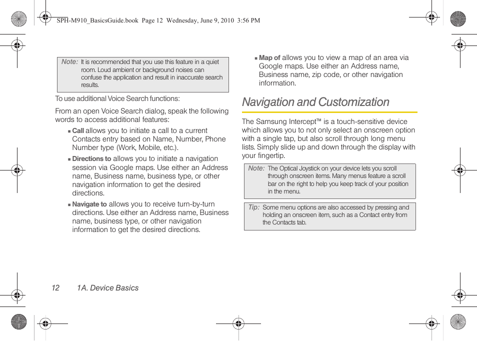 Navigation and customization | Samsung SPH-M910ZIASPR User Manual | Page 24 / 157