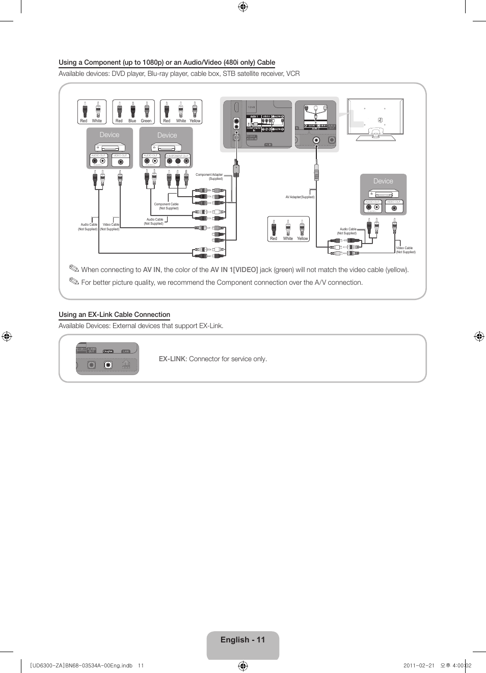 English - 11, Device | Samsung UN40D6300SFXZA User Manual | Page 11 / 25