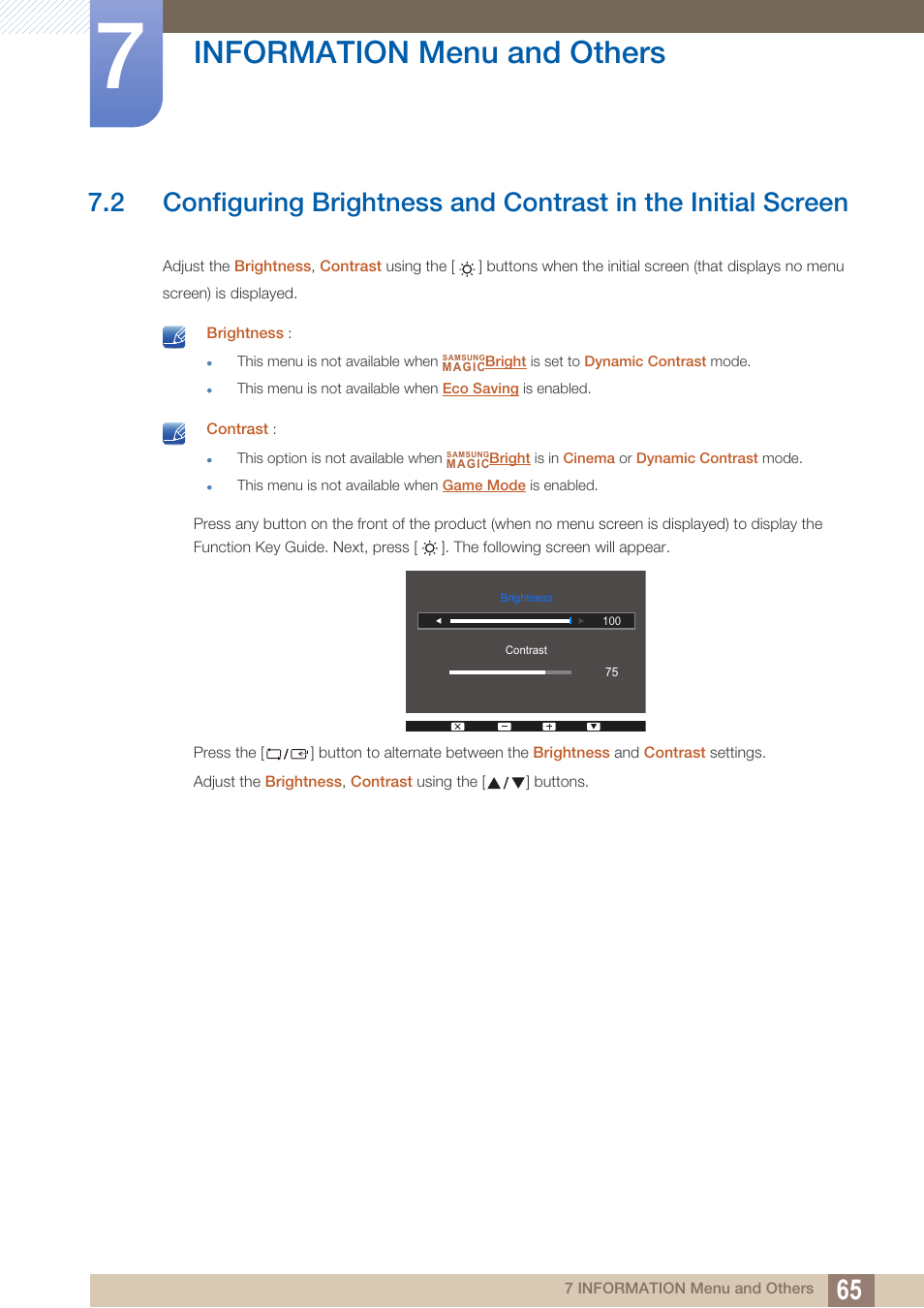 Information menu and others | Samsung LS24D360HL-ZA User Manual | Page 65 / 90