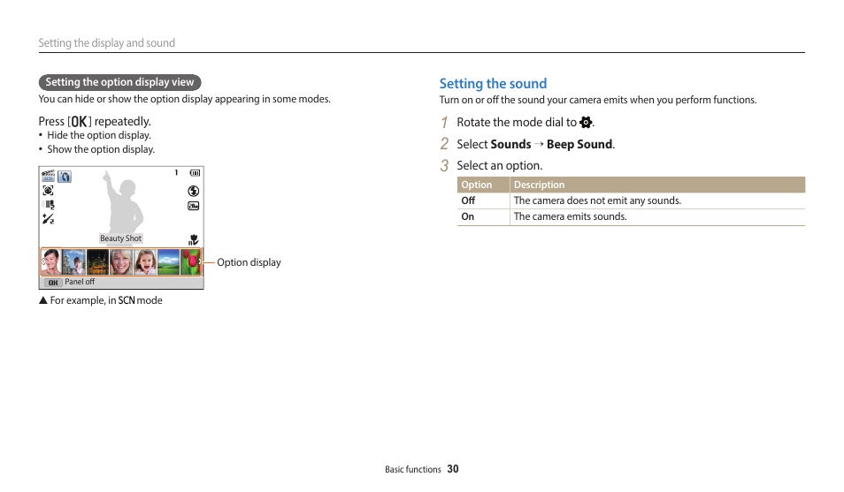 Setting the sound | Samsung EC-WB110ZBARUS User Manual | Page 31 / 132