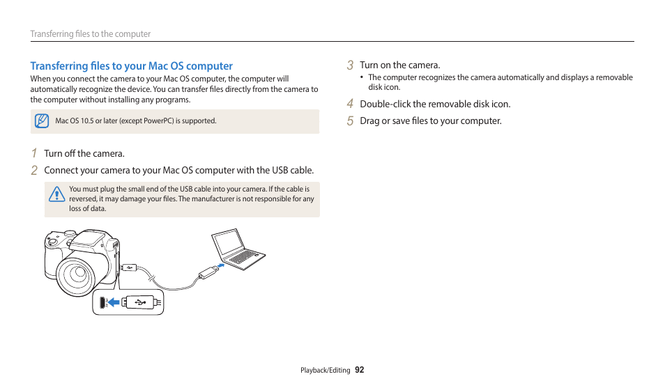 Transferring files to your mac os computer | Samsung EC-WB110ZBARUS User Manual | Page 93 / 132