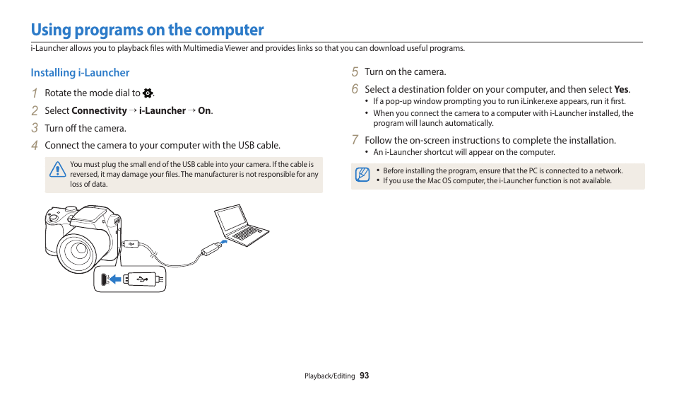 Using programs on the computer, Installing i-launcher | Samsung EC-WB110ZBARUS User Manual | Page 94 / 132