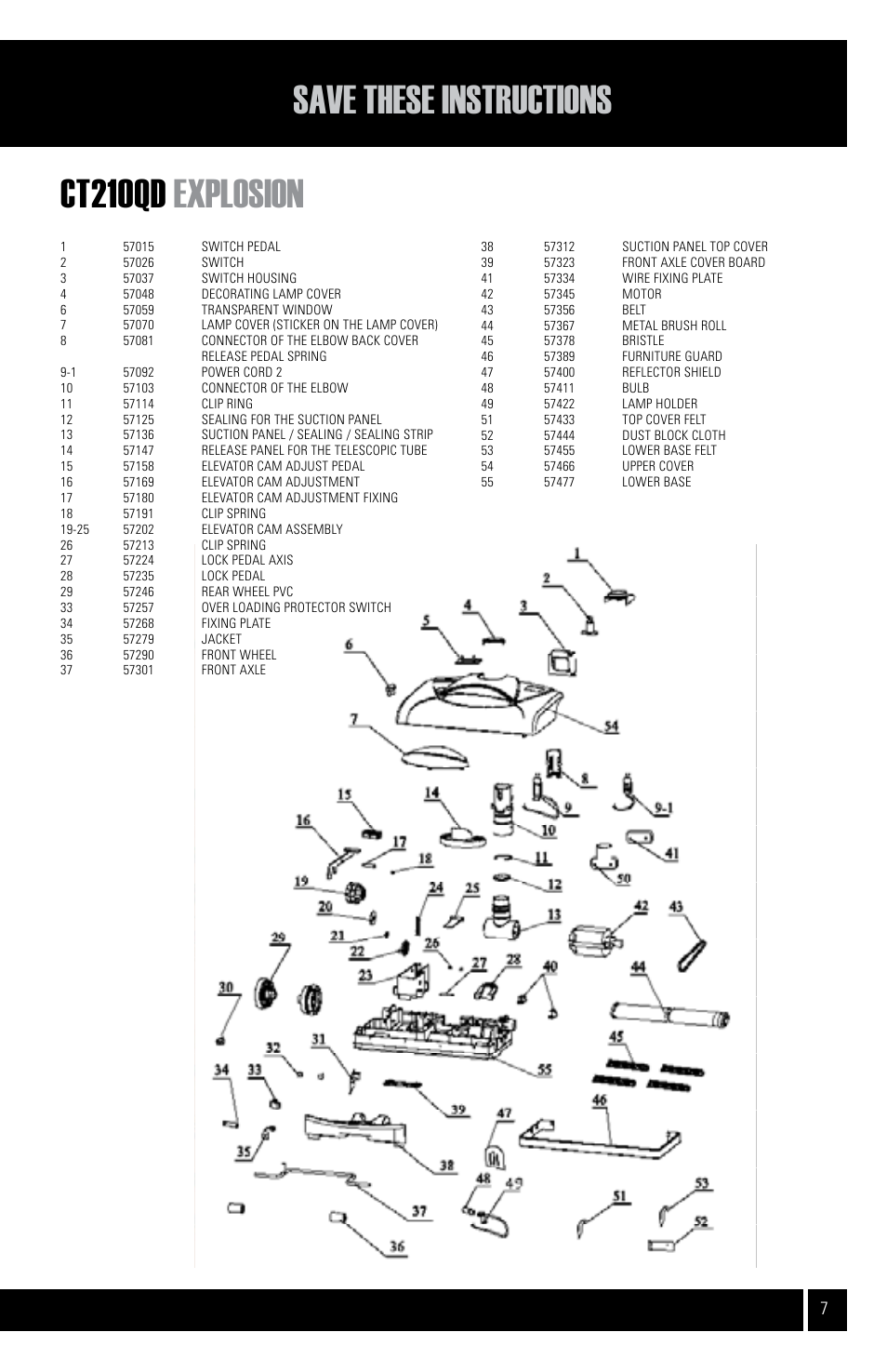 Ct210qd explosion save these instructions | Air King CVS-21E User Manual | Page 7 / 12