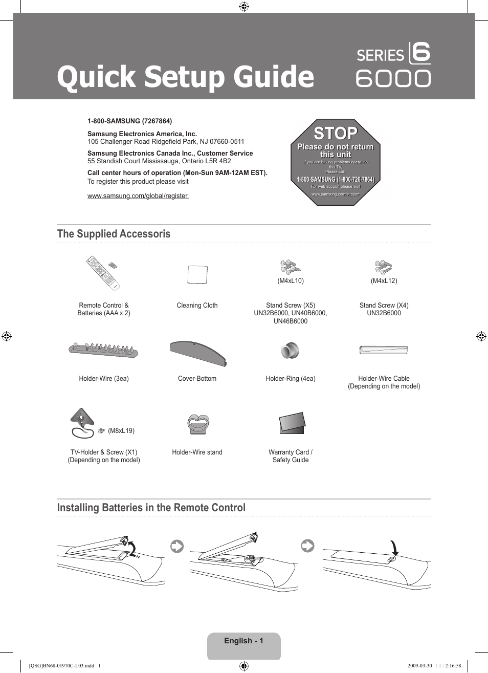 Samsung UN46B6000VFUZA User Manual | 20 pages