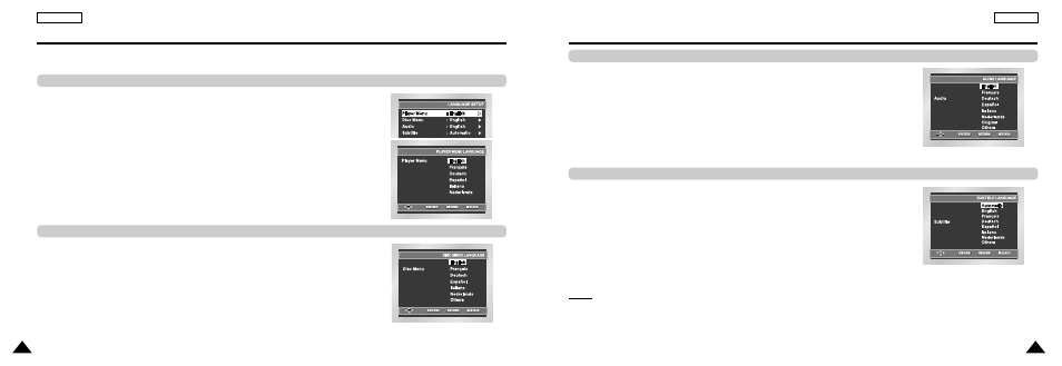 Setting up the language features | Samsung DVD-L300W-AFS User Manual | Page 26 / 32