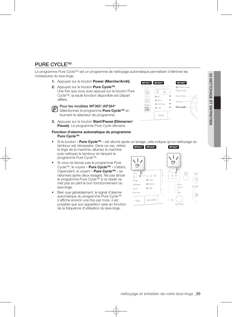 Pure cycle | Samsung WF361BVBEWR-A1 User Manual | Page 117 / 132