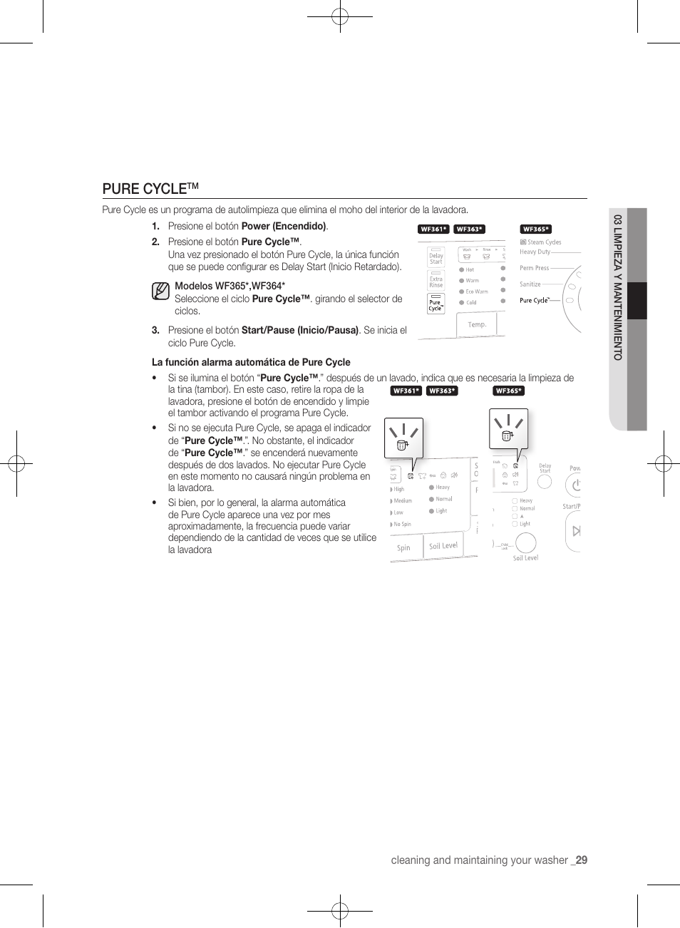 Pure cycle | Samsung WF361BVBEWR-A1 User Manual | Page 73 / 132