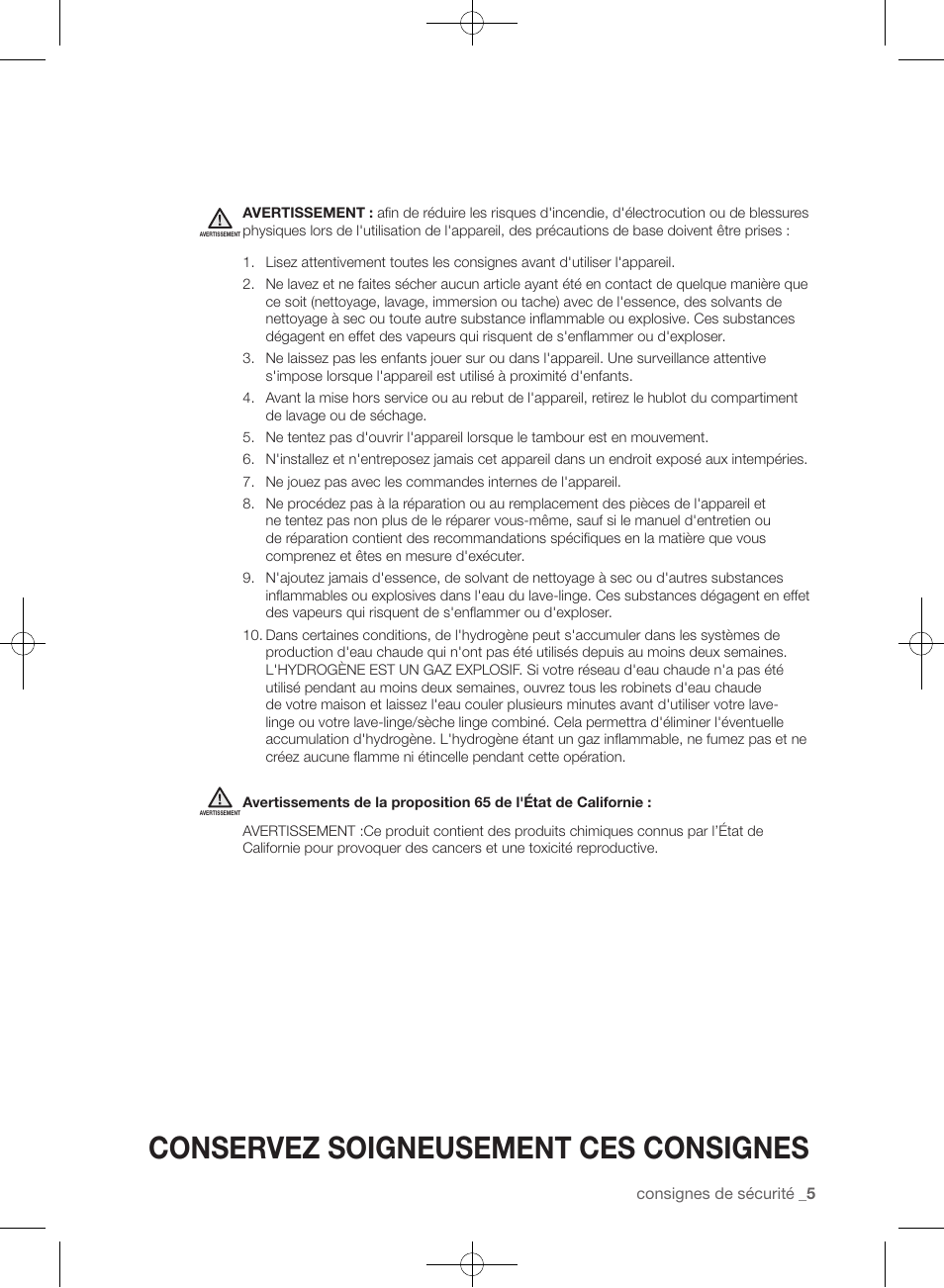 Conservez soigneusement ces consignes | Samsung WF361BVBEWR-A1 User Manual | Page 93 / 132