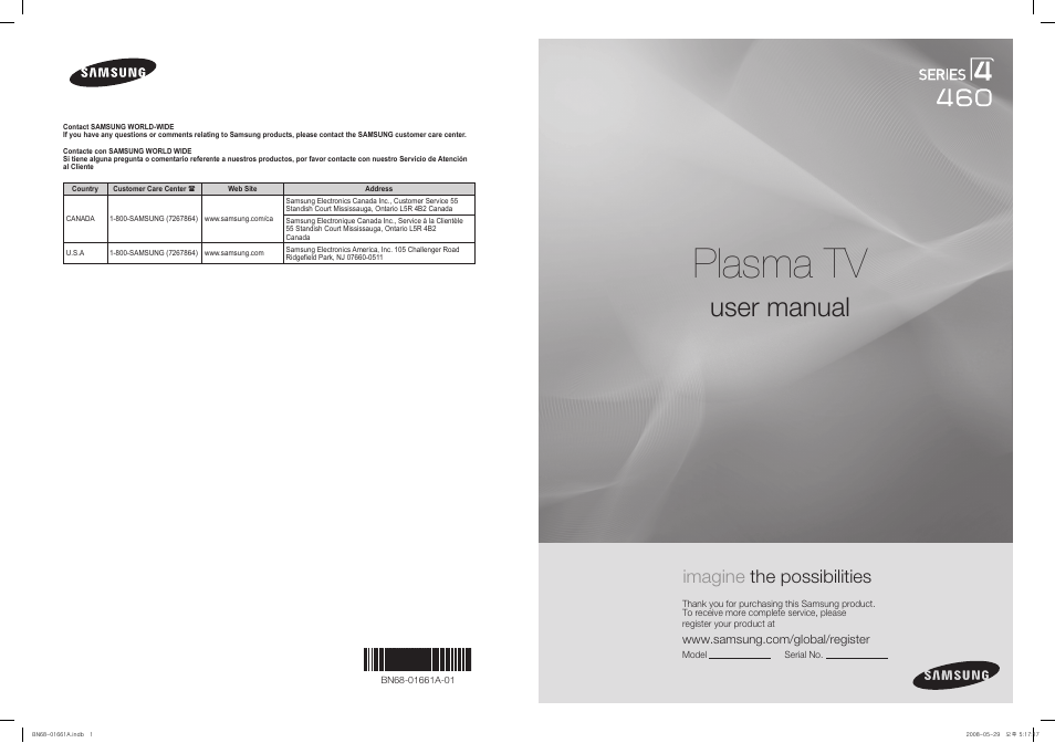 Samsung PN50A460S4DXZA User Manual | 150 pages