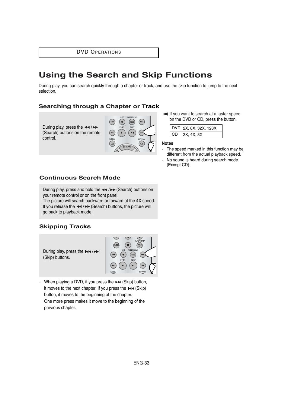 Using the search and skip functions | Samsung DVD-V5650B-XAA User Manual | Page 33 / 92