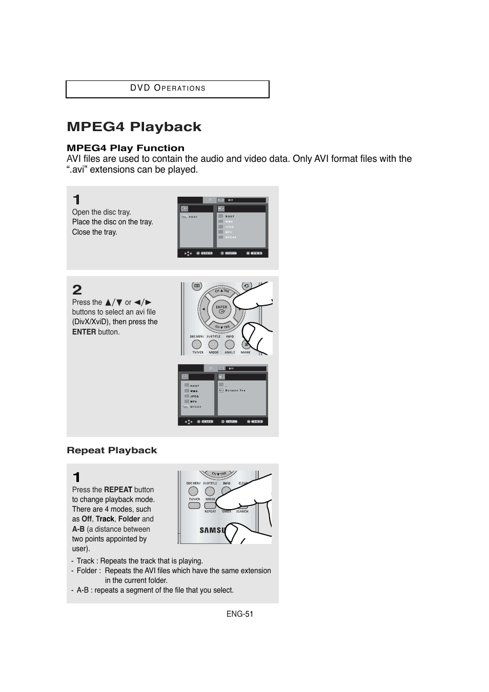 Mpeg4 playback | Samsung DVD-V5650B-XAA User Manual | Page 51 / 92