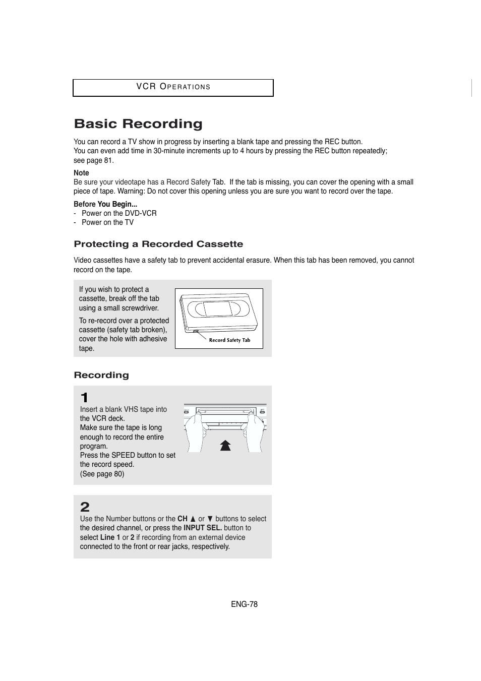 Basic recording | Samsung DVD-V5650B-XAA User Manual | Page 78 / 92