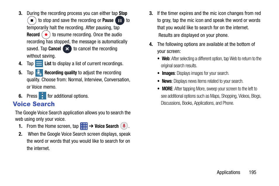 Voice search | Samsung SM-G870ARREATT User Manual | Page 203 / 213