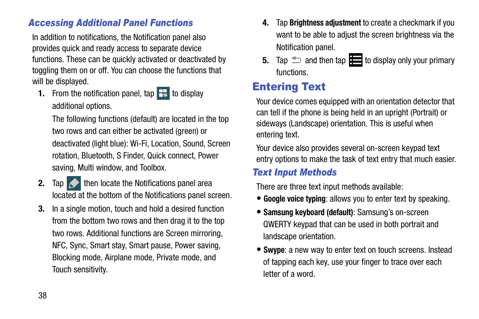 Entering text | Samsung SM-G870ARREATT User Manual | Page 46 / 213